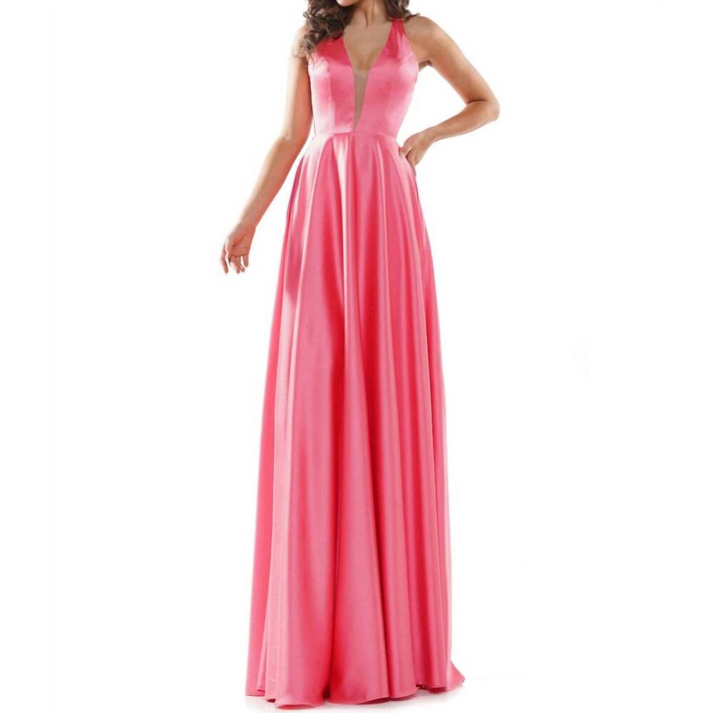 NEW COLORS DRESS a-line satin gown in pink